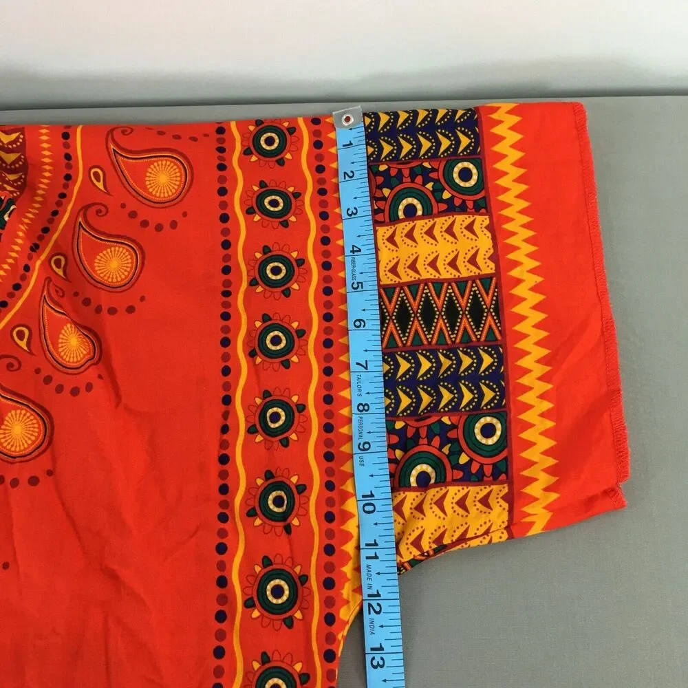 SPIRIT HALLOWEEN Dashiki Tribal Caftan SHIRT HIPPIE‎ ETHNIC ORANGE Men Sz L/XL